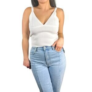 Commense White V-Neck Sweater Tank